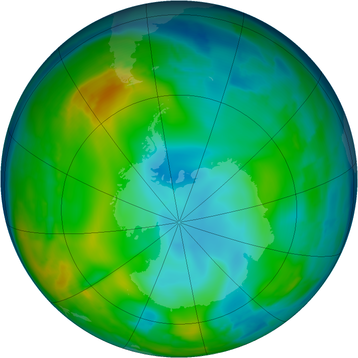 Antarctic ozone map for 20 June 2009